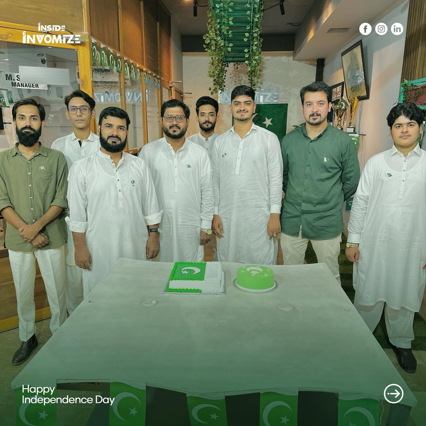 Office decorated for Pakistan Independence Day